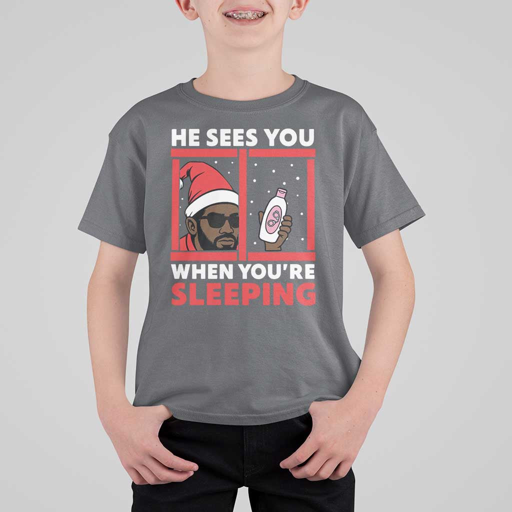 Funny Christmas Diddy T Shirt For Kid He Sees You When You Are Sleeping Baby Oil - Wonder Print Shop