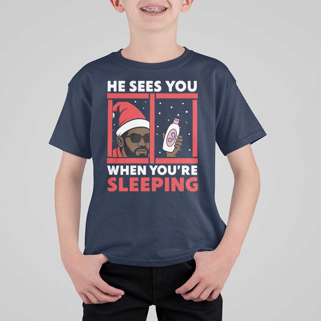 Funny Christmas Diddy T Shirt For Kid He Sees You When You Are Sleeping Baby Oil - Wonder Print Shop