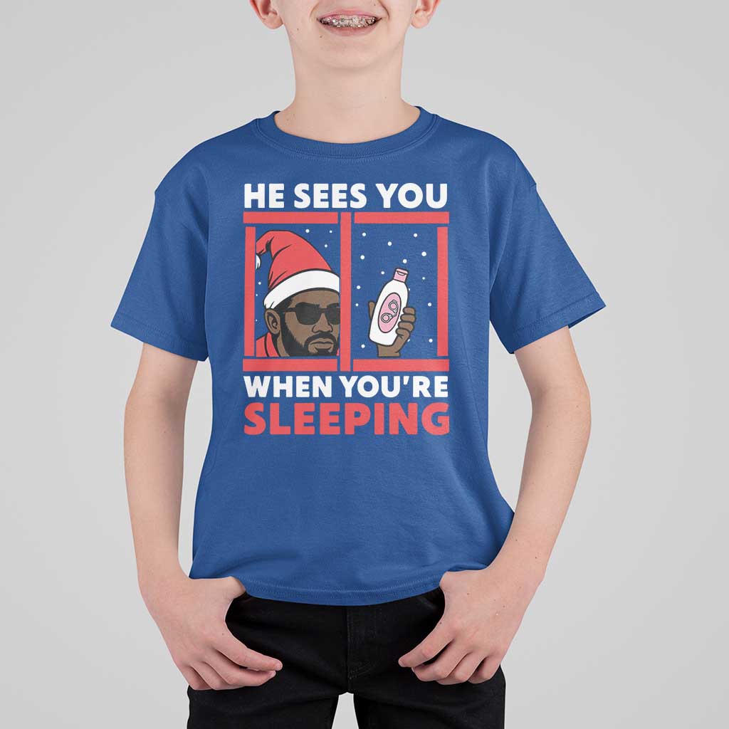Funny Christmas Diddy T Shirt For Kid He Sees You When You Are Sleeping Baby Oil - Wonder Print Shop