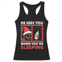 Funny Christmas Diddy Racerback Tank Top He Sees You When You Are Sleeping Baby Oil - Wonder Print Shop