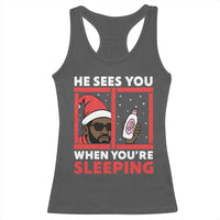 Funny Christmas Diddy Racerback Tank Top He Sees You When You Are Sleeping Baby Oil - Wonder Print Shop