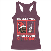 Funny Christmas Diddy Racerback Tank Top He Sees You When You Are Sleeping Baby Oil - Wonder Print Shop