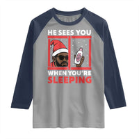 Funny Christmas Diddy Raglan Shirt He Sees You When You Are Sleeping Baby Oil - Wonder Print Shop