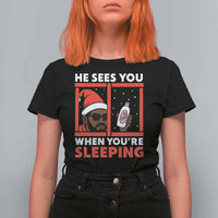 Funny Christmas Diddy T Shirt For Women He Sees You When You Are Sleeping Baby Oil - Wonder Print Shop