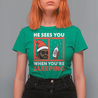 Funny Christmas Diddy T Shirt For Women He Sees You When You Are Sleeping Baby Oil - Wonder Print Shop
