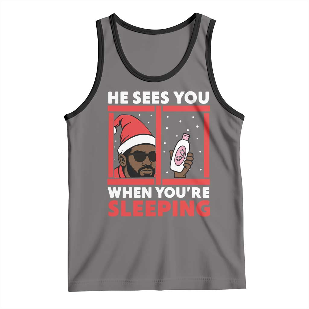 Funny Christmas Diddy Tank Top He Sees You When You Are Sleeping Baby Oil - Wonder Print Shop