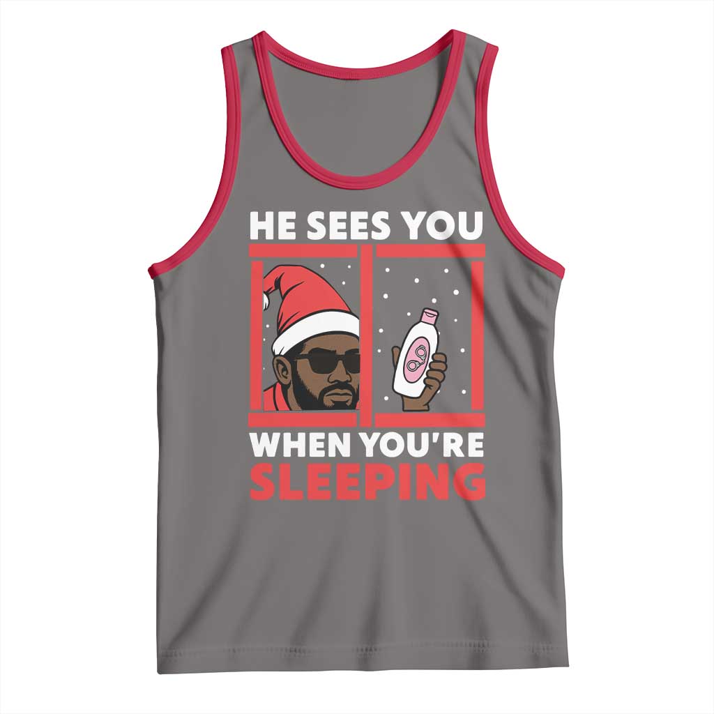 Funny Christmas Diddy Tank Top He Sees You When You Are Sleeping Baby Oil - Wonder Print Shop