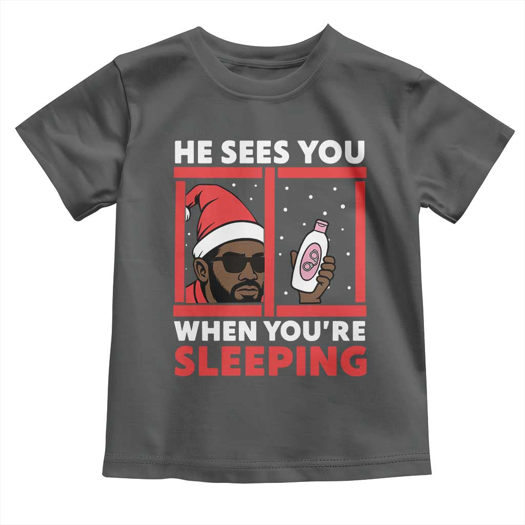 Funny Christmas Diddy Toddler T Shirt He Sees You When You Are Sleeping Baby Oil - Wonder Print Shop