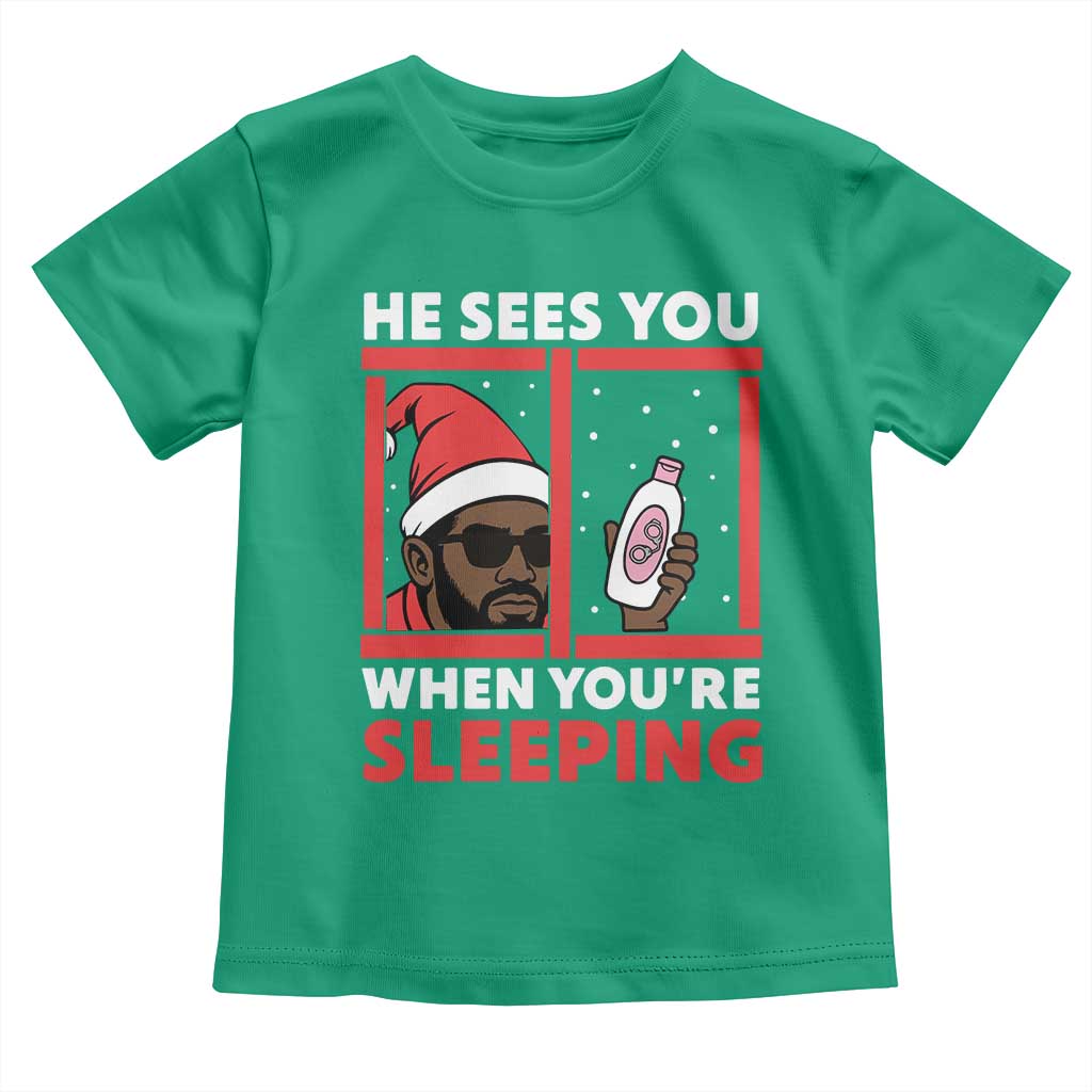 Funny Christmas Diddy Toddler T Shirt He Sees You When You Are Sleeping Baby Oil - Wonder Print Shop