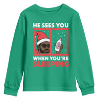 Funny Christmas Diddy Youth Sweatshirt He Sees You When You Are Sleeping Baby Oil - Wonder Print Shop