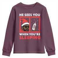 Funny Christmas Diddy Youth Sweatshirt He Sees You When You Are Sleeping Baby Oil - Wonder Print Shop