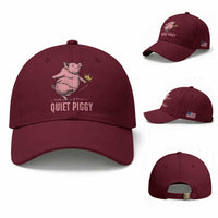 Funny Quiet Piggy Baseball Cap Pig Political Humor No King