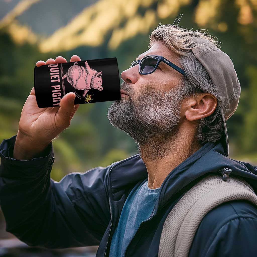 Funny Quiet Piggy 4 in 1 Can Cooler Tumbler Pig Political Humor No King - Wonder Print Shop