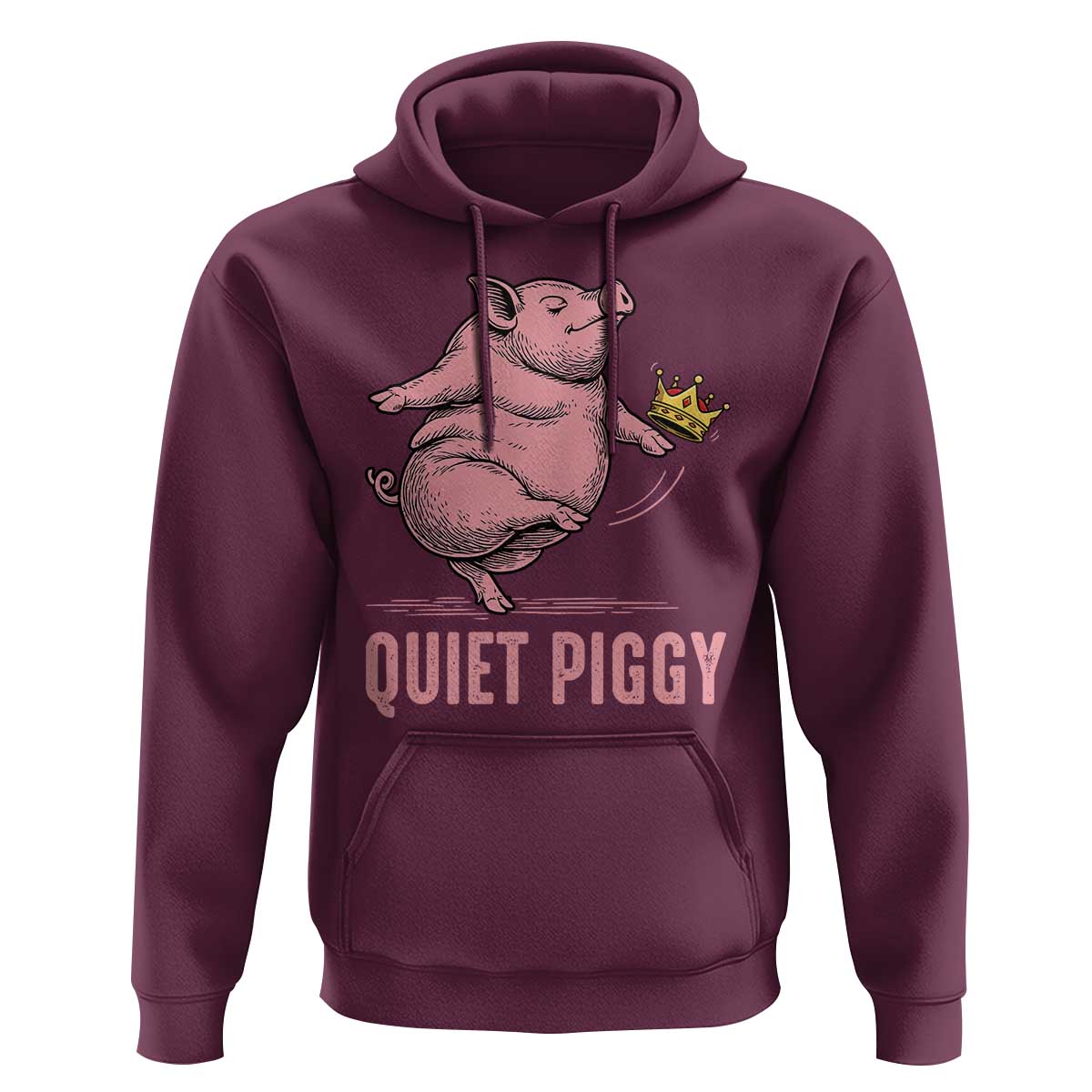 Funny Quiet Piggy Hoodie Pig Political Humor No King - Wonder Print Shop