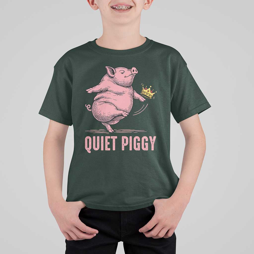 Funny Quiet Piggy T Shirt For Kid Pig Political Humor No King - Wonder Print Shop
