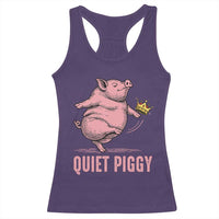 Funny Quiet Piggy Racerback Tank Top Pig Political Humor No King - Wonder Print Shop