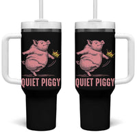Funny Quiet Piggy Tumbler With Handle Pig Political Humor No King - Wonder Print Shop
