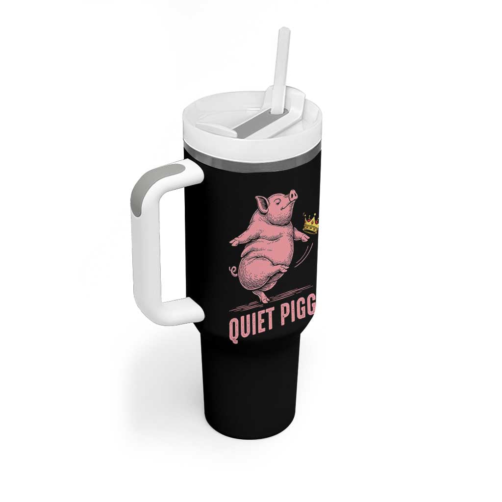 Funny Quiet Piggy Tumbler With Handle Pig Political Humor No King - Wonder Print Shop