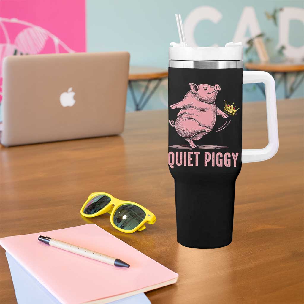 Funny Quiet Piggy Tumbler With Handle Pig Political Humor No King - Wonder Print Shop
