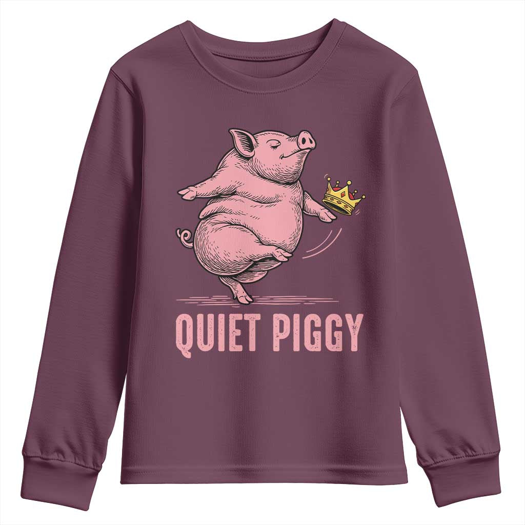 Funny Quiet Piggy Youth Sweatshirt Pig Political Humor No King - Wonder Print Shop