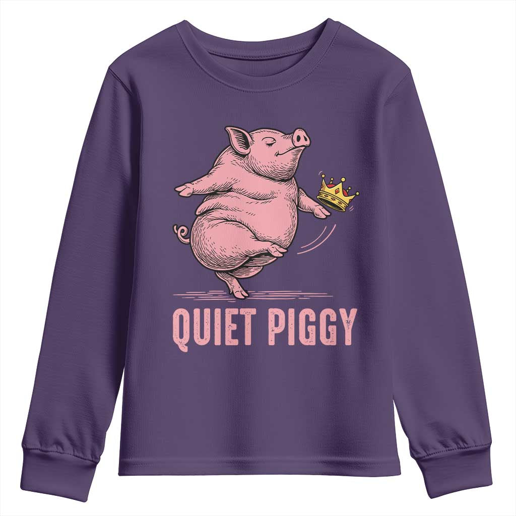 Funny Quiet Piggy Youth Sweatshirt Pig Political Humor No King - Wonder Print Shop