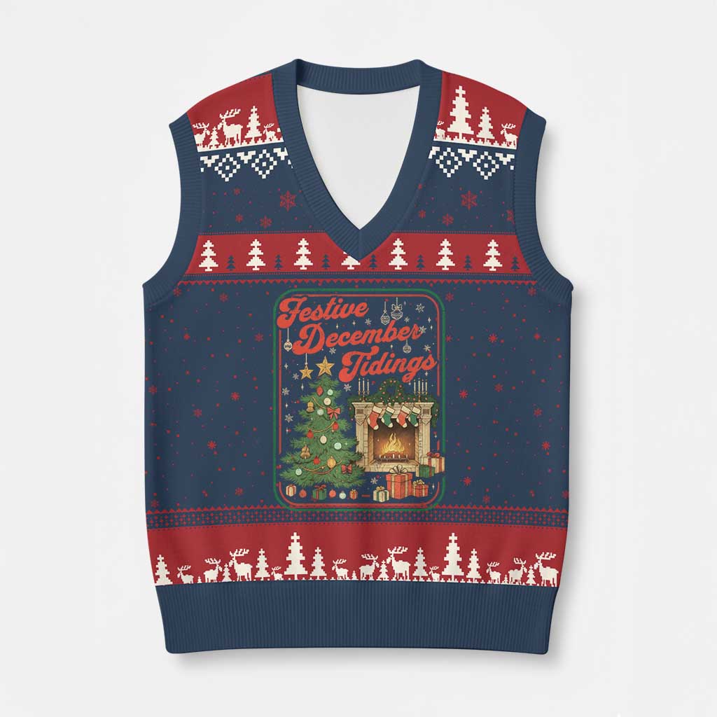 Funny Democrat Xmas V-Neck Knit Sweater Vest Festive December Tiding Xmas Political Satire - Wonder Print Shop