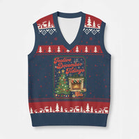 Funny Democrat Xmas V-Neck Knit Sweater Vest Festive December Tiding Xmas Political Satire - Wonder Print Shop