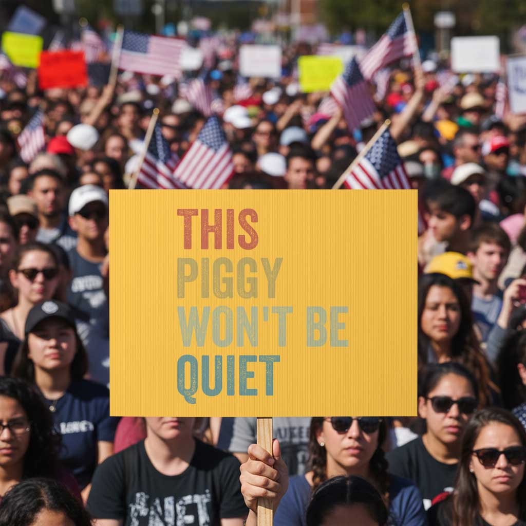 Funny This Piggy Wont Be Quiet Protest Sign Pig Political Humor - Wonder Print Shop