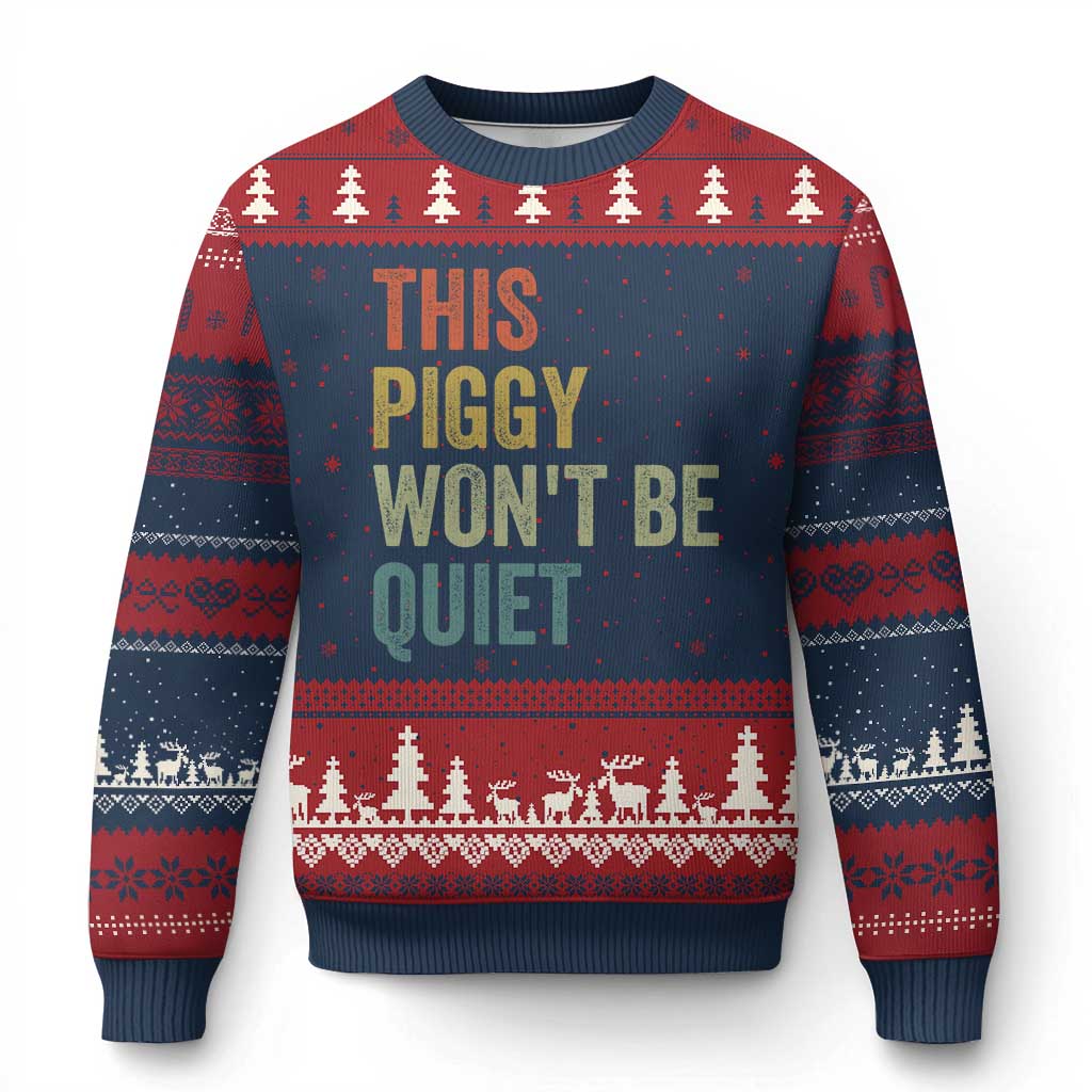 Funny This Piggy Wont Be Quiet Ugly Christmas Sweater Pig Political Humor - Wonder Print Shop