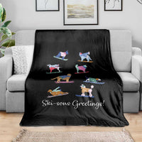 Funny Skiing Dog Throw Blanket Ski Sons Greetings Ski Winter Sport - Wonder Print Shop