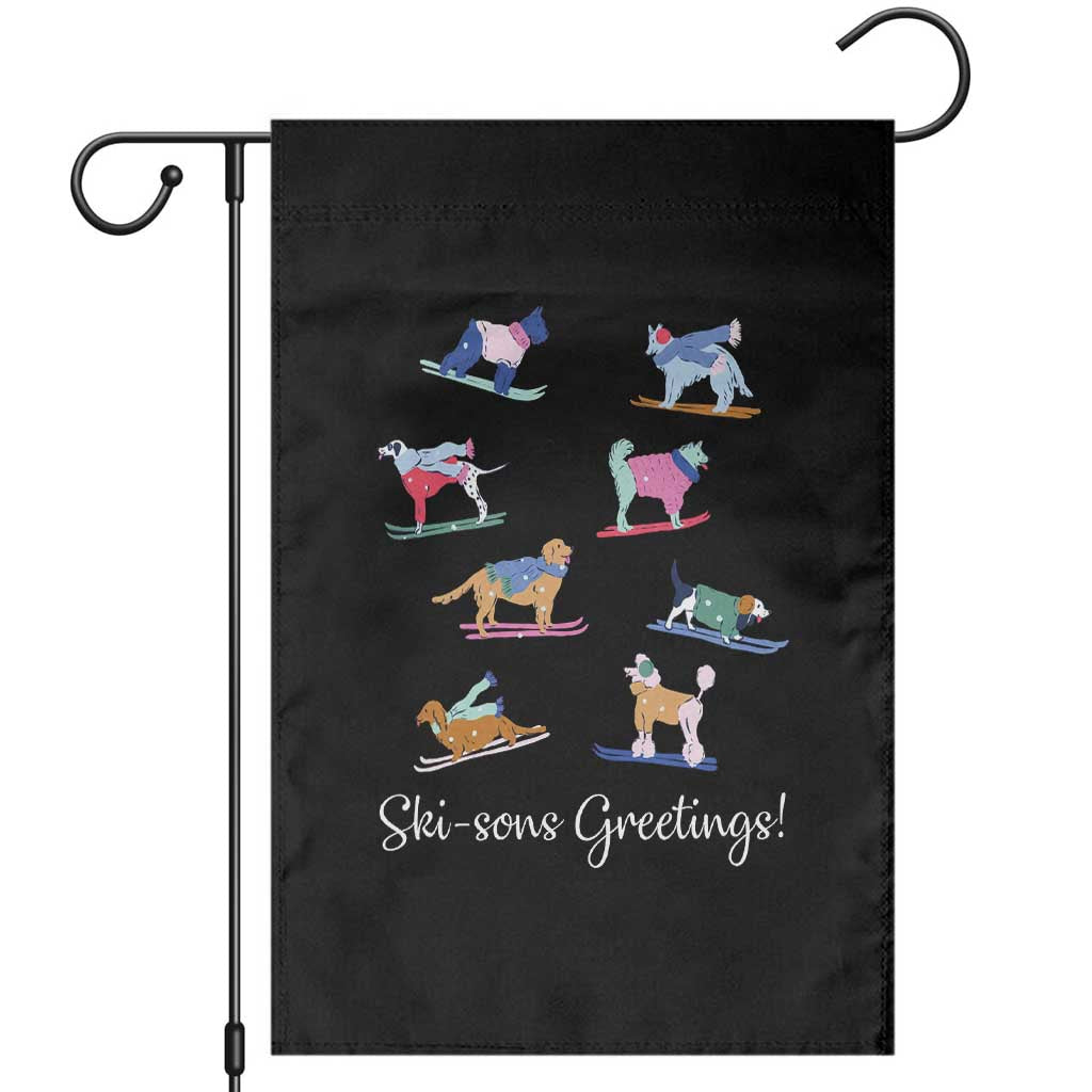 Funny Skiing Dog Garden Flag Ski Sons Greetings Ski Winter Sport - Wonder Print Shop