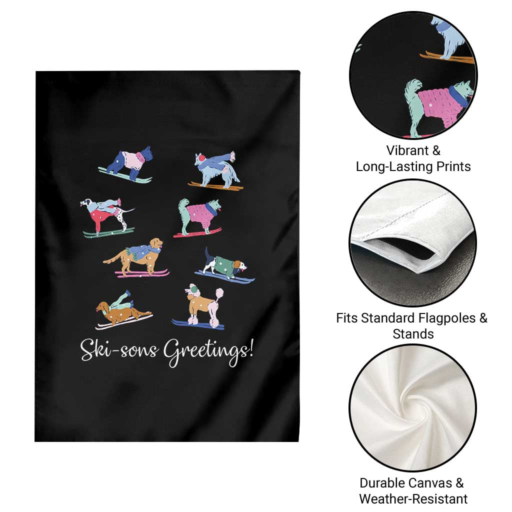 Funny Skiing Dog Garden Flag Ski Sons Greetings Ski Winter Sport - Wonder Print Shop
