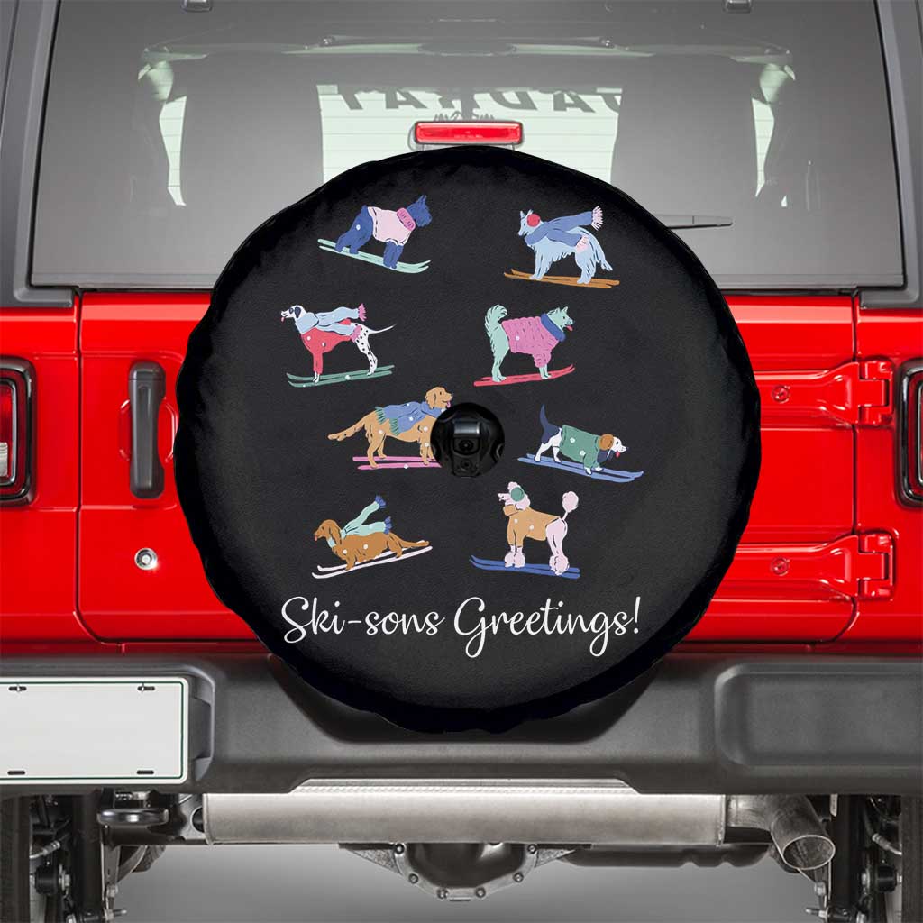 Funny Skiing Dog Spare Tire Cover Ski Sons Greetings Ski Winter Sport - Wonder Print Shop