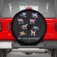 Funny Skiing Dog Spare Tire Cover Ski Sons Greetings Ski Winter Sport - Wonder Print Shop