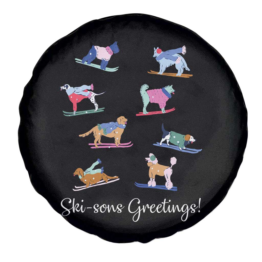 Funny Skiing Dog Spare Tire Cover Ski Sons Greetings Ski Winter Sport - Wonder Print Shop