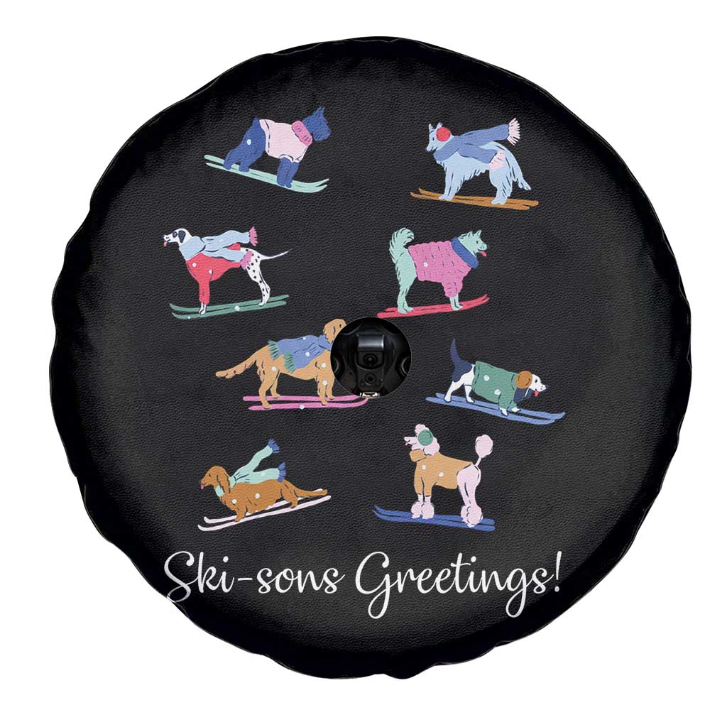 Funny Skiing Dog Spare Tire Cover Ski Sons Greetings Ski Winter Sport - Wonder Print Shop