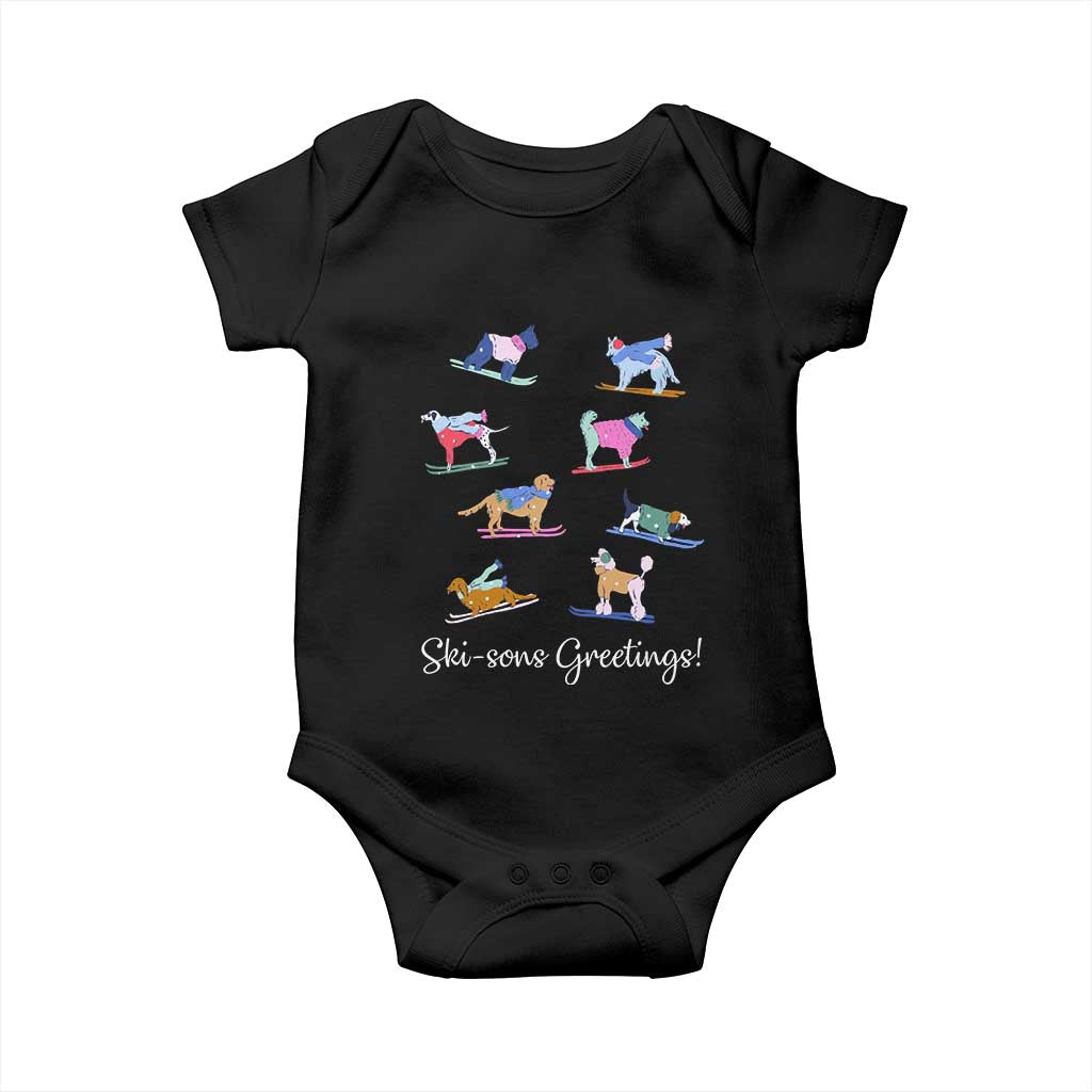 Funny Skiing Dog Baby Onesie Ski Sons Greetings Ski Winter Sport - Wonder Print Shop