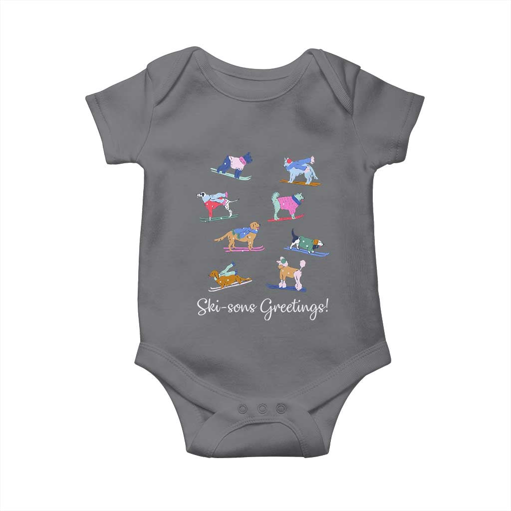 Funny Skiing Dog Baby Onesie Ski Sons Greetings Ski Winter Sport - Wonder Print Shop