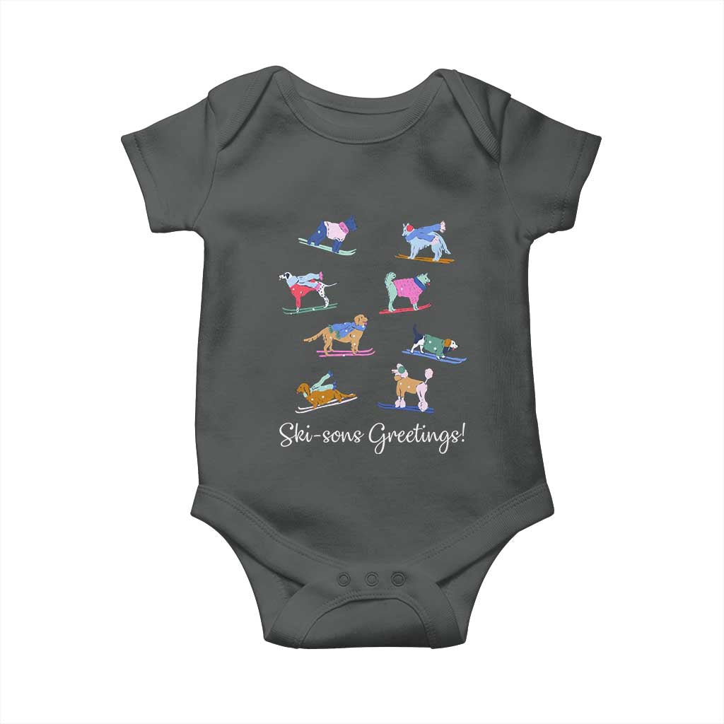 Funny Skiing Dog Baby Onesie Ski Sons Greetings Ski Winter Sport - Wonder Print Shop