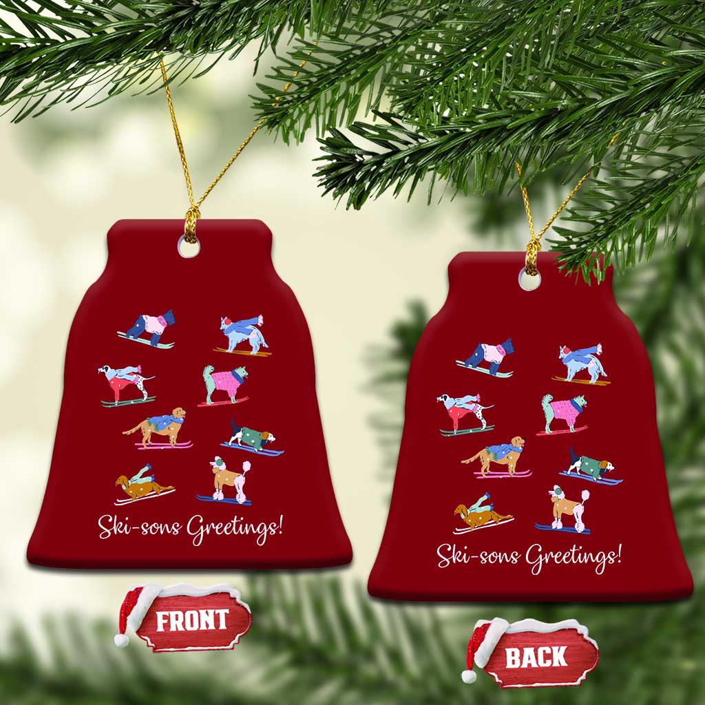 Funny Skiing Dog Ceramic Ornament Ski Sons Greetings Ski Winter Sport - Wonder Print Shop