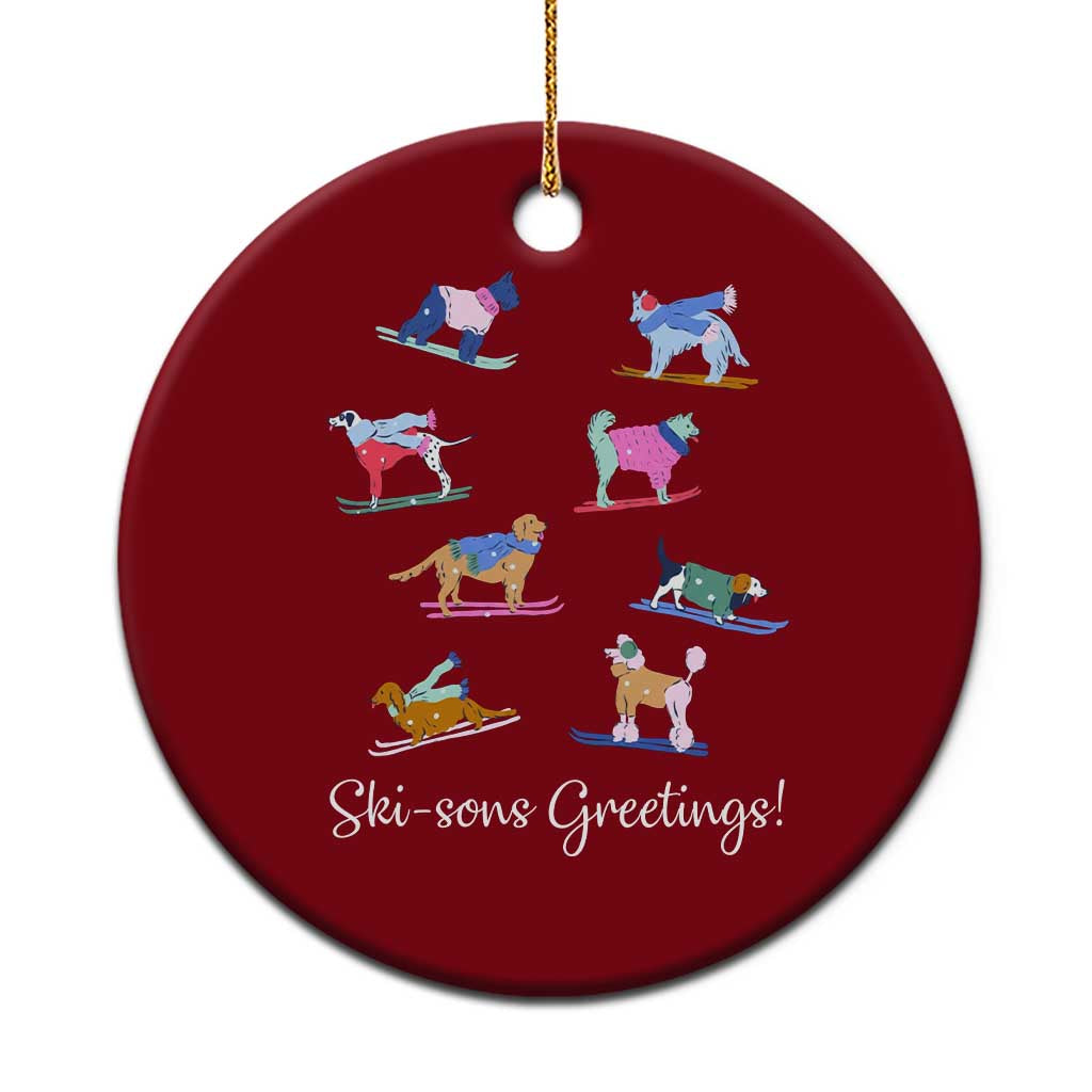 Funny Skiing Dog Ceramic Ornament Ski Sons Greetings Ski Winter Sport - Wonder Print Shop