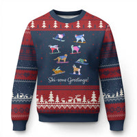 Funny Skiing Dog Ugly Christmas Sweater Ski Sons Greetings Ski Winter Sport - Wonder Print Shop