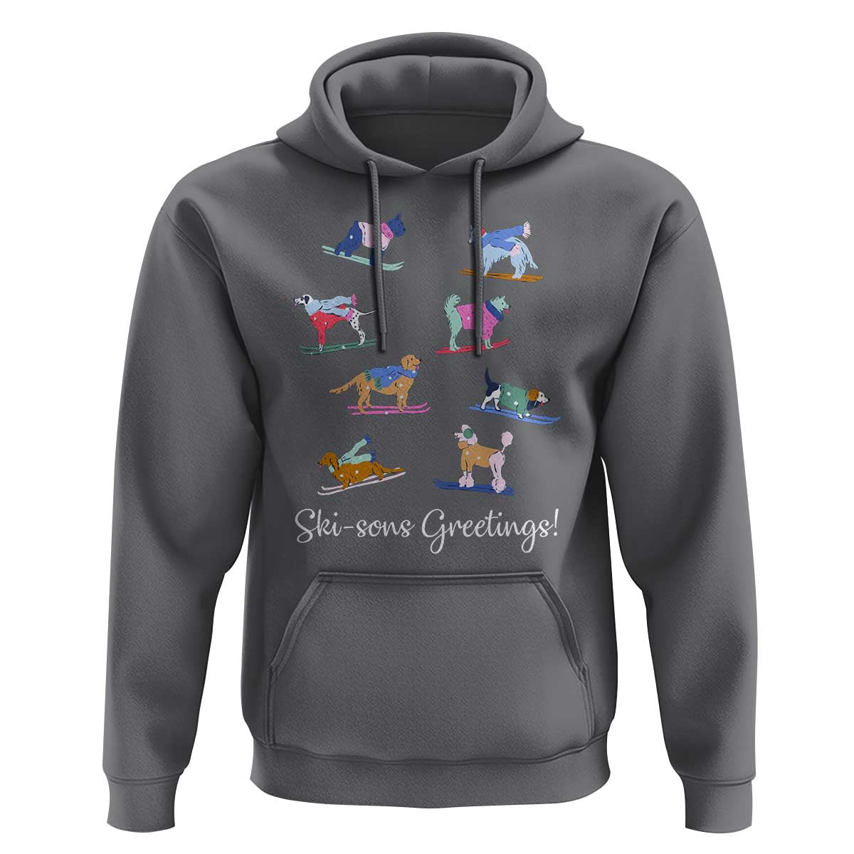 Funny Skiing Dog Hoodie Ski Sons Greetings Ski Winter Sport - Wonder Print Shop