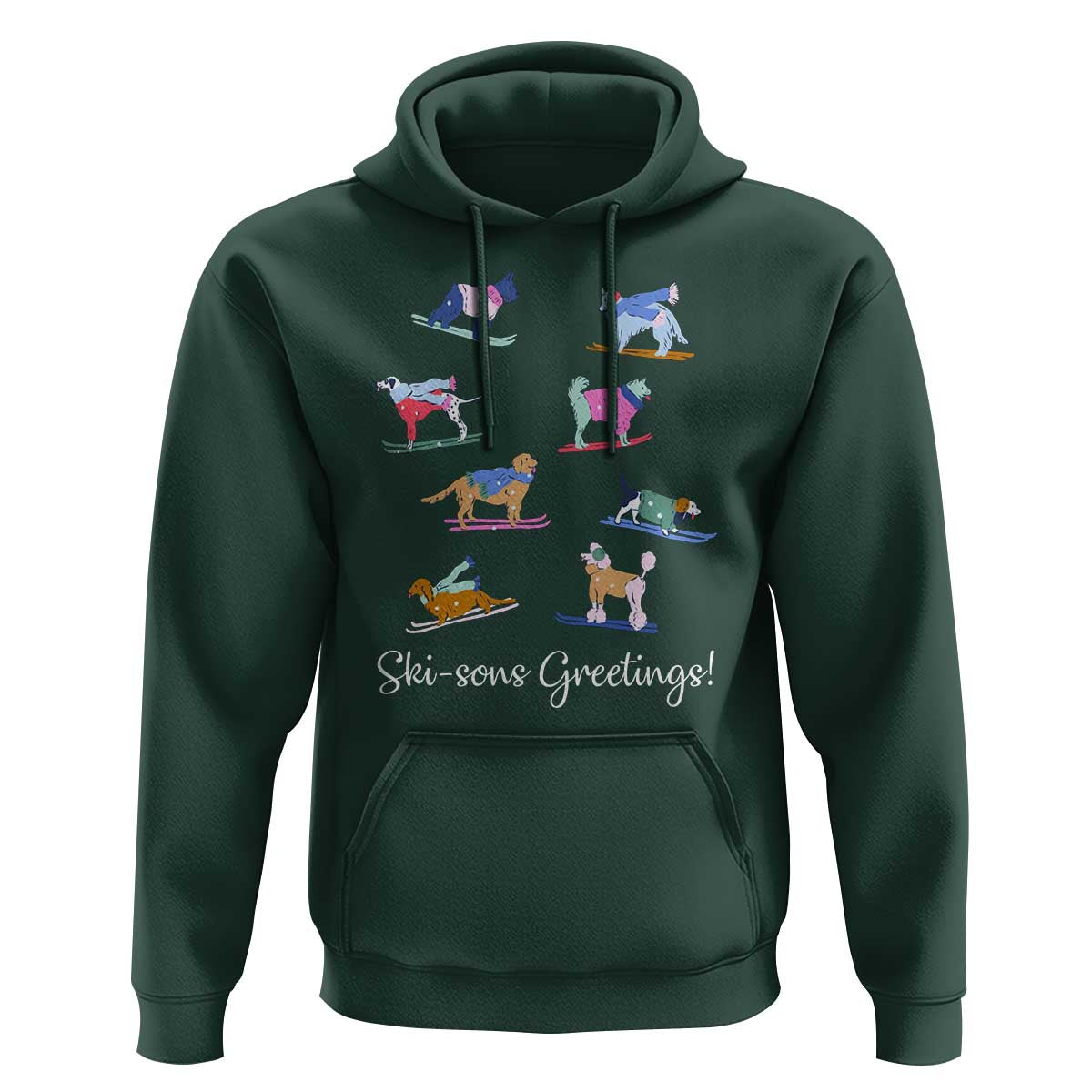 Funny Skiing Dog Hoodie Ski Sons Greetings Ski Winter Sport - Wonder Print Shop