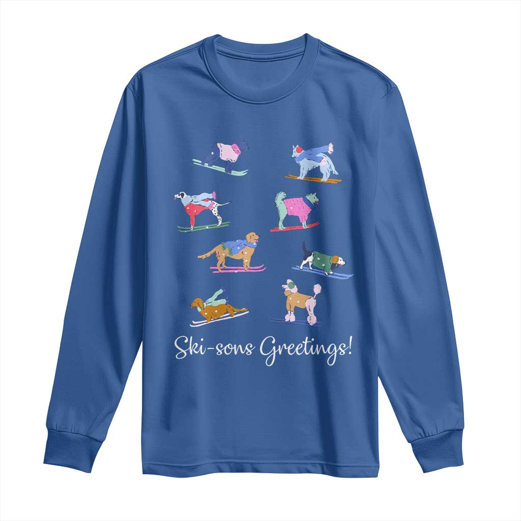 Funny Skiing Dog Long Sleeve Shirt Ski Sons Greetings Ski Winter Sport - Wonder Print Shop