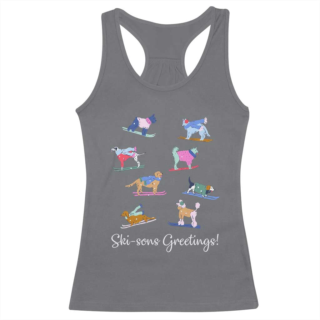 Funny Skiing Dog Racerback Tank Top Ski Sons Greetings Ski Winter Sport - Wonder Print Shop