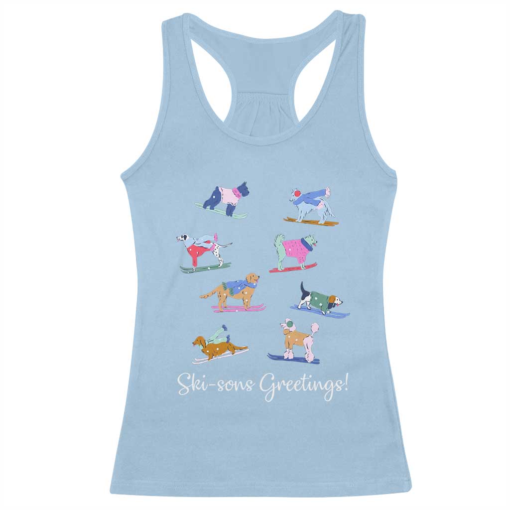 Funny Skiing Dog Racerback Tank Top Ski Sons Greetings Ski Winter Sport - Wonder Print Shop