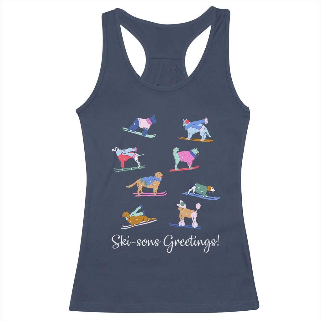 Funny Skiing Dog Racerback Tank Top Ski Sons Greetings Ski Winter Sport - Wonder Print Shop