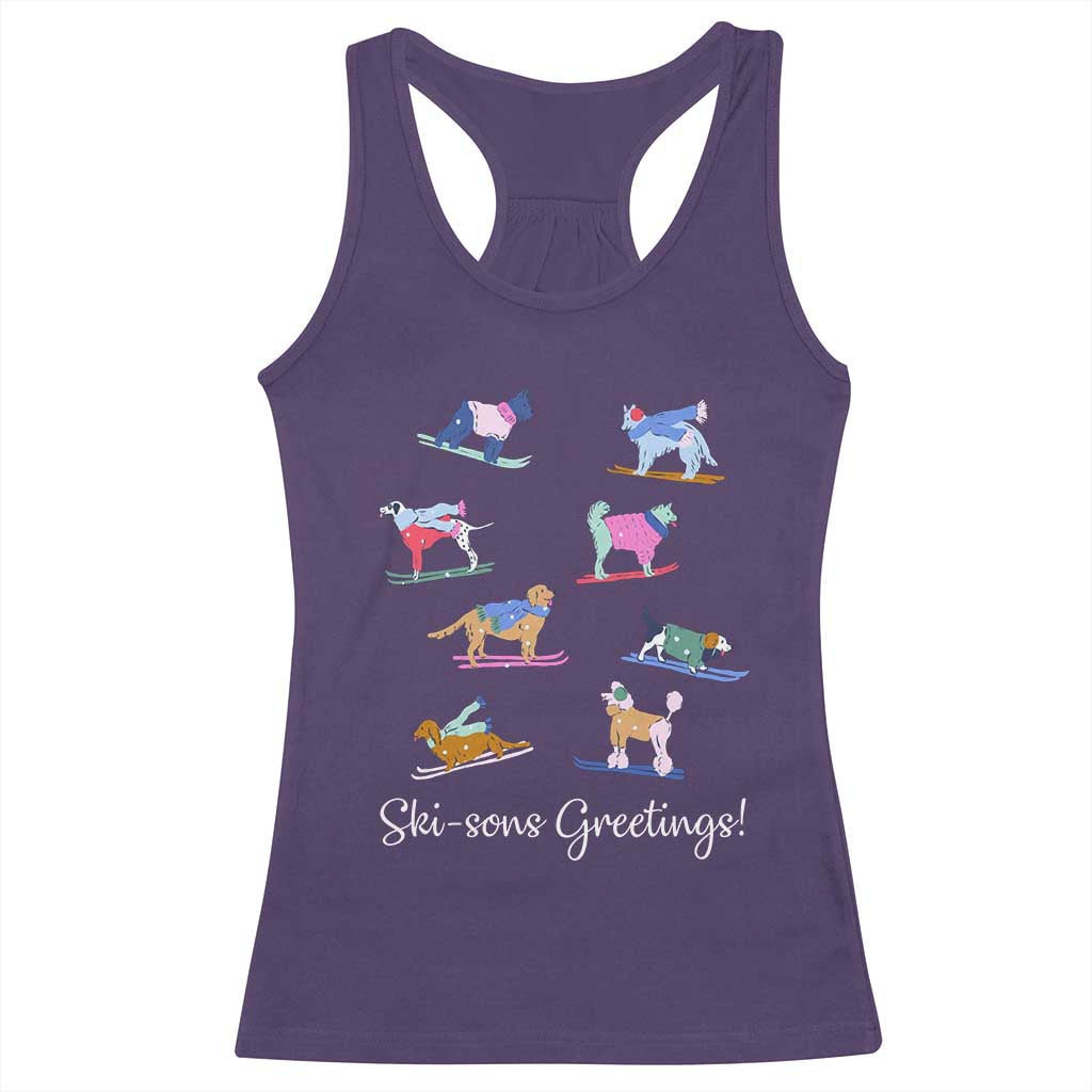 Funny Skiing Dog Racerback Tank Top Ski Sons Greetings Ski Winter Sport - Wonder Print Shop