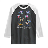 Funny Skiing Dog Raglan Shirt Ski Sons Greetings Ski Winter Sport - Wonder Print Shop